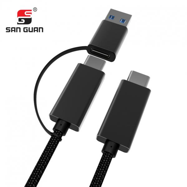 Picture of 2 in 1 Type-C&USB 3.0A TO Type-C Nylon（black）usb cable